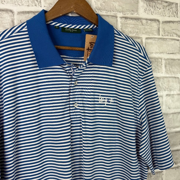 Bobby Jones x We-Ko-Pa Royal Blue Striped All Pima Cotton Golf Polo Mens XL NWT - Picture 1 of 8